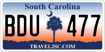 SC license plate BDU477