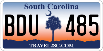 SC license plate BDU485