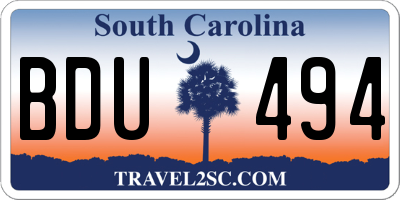 SC license plate BDU494