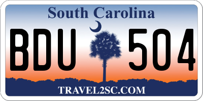 SC license plate BDU504