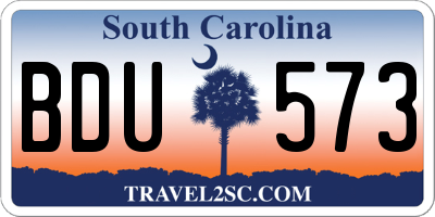 SC license plate BDU573