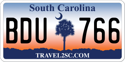 SC license plate BDU766