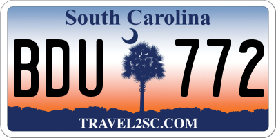 SC license plate BDU772