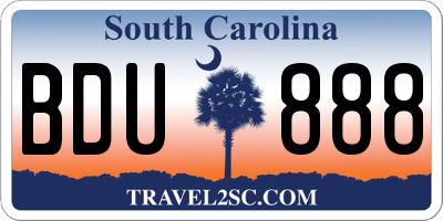 SC license plate BDU888