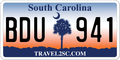 SC license plate BDU941