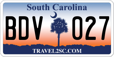 SC license plate BDV027