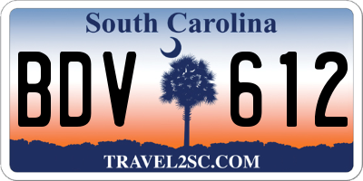 SC license plate BDV612