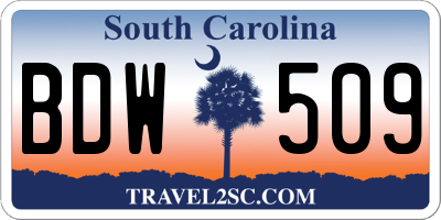 SC license plate BDW509