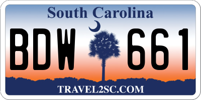 SC license plate BDW661