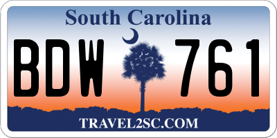 SC license plate BDW761