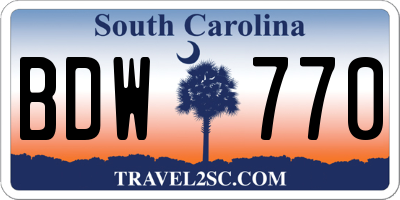 SC license plate BDW770