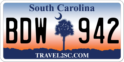 SC license plate BDW942