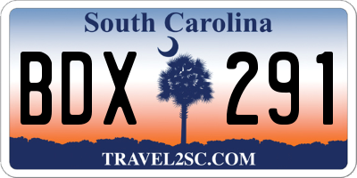 SC license plate BDX291