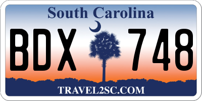 SC license plate BDX748
