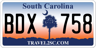 SC license plate BDX758