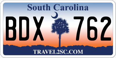 SC license plate BDX762