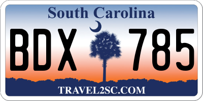 SC license plate BDX785