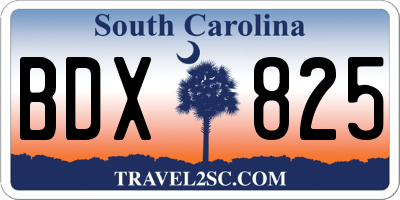 SC license plate BDX825
