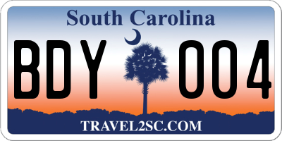 SC license plate BDY004