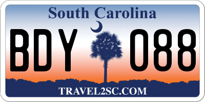 SC license plate BDY088