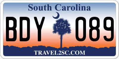 SC license plate BDY089