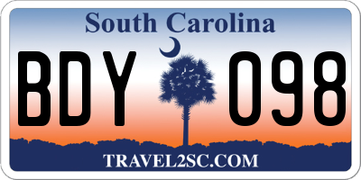 SC license plate BDY098