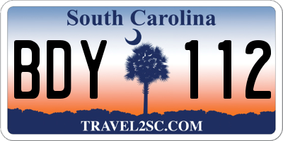 SC license plate BDY112