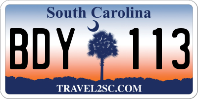 SC license plate BDY113