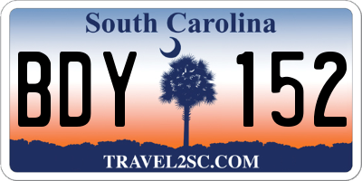 SC license plate BDY152