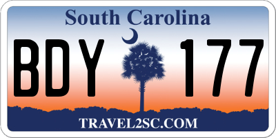 SC license plate BDY177
