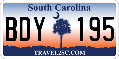 SC license plate BDY195