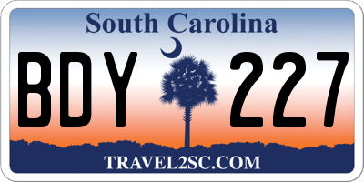 SC license plate BDY227