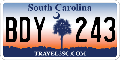 SC license plate BDY243