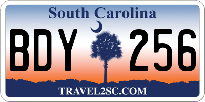 SC license plate BDY256