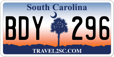 SC license plate BDY296