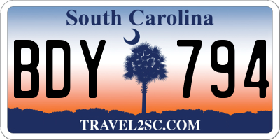SC license plate BDY794
