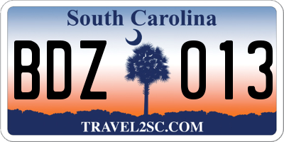 SC license plate BDZ013