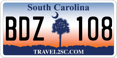 SC license plate BDZ108