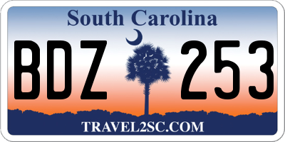 SC license plate BDZ253