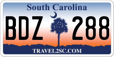SC license plate BDZ288