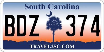 SC license plate BDZ374