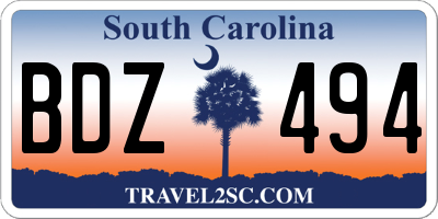 SC license plate BDZ494
