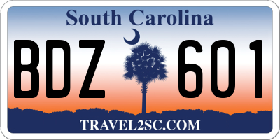 SC license plate BDZ601