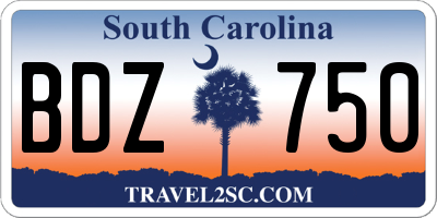 SC license plate BDZ750