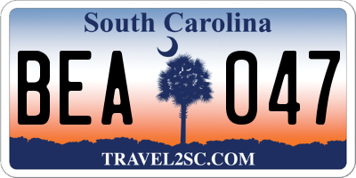 SC license plate BEA047