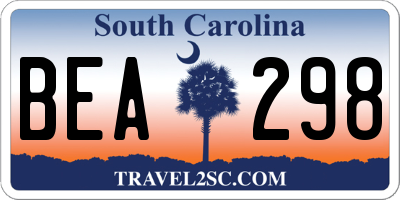 SC license plate BEA298