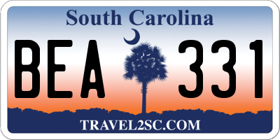 SC license plate BEA331