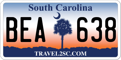 SC license plate BEA638