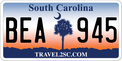 SC license plate BEA945
