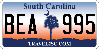SC license plate BEA995